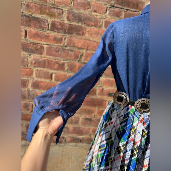 Killer vintage 60s-70s California Girl pleated long sleeve maxi dress size small - Picture 10 of 11